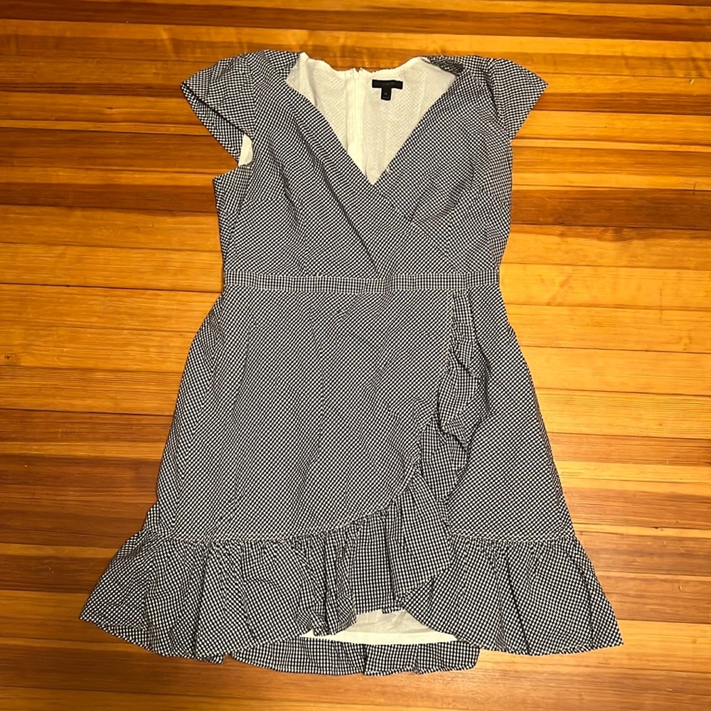 j Crew blue gingham wrap dress